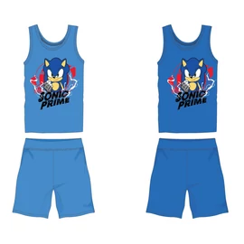 Sonic pamut nyári együttes - trikó-rövidnadrág szett - középkék - 128