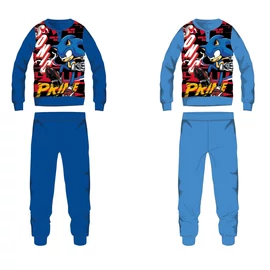 Sonic pamut flanel gyerek pizsama - középkék - 104