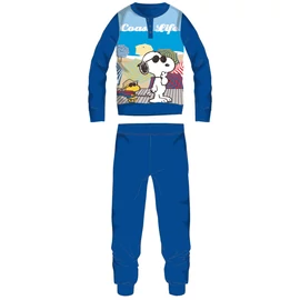 Snoopy hosszú vékony pamut gyerek pizsama -  jersey pizsama - középkék - 110