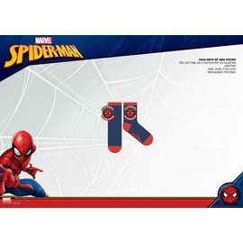 Pókember csúszásgátlós teliplüss bokazokni gyerekeknek - sötétkék-piros - 27-30