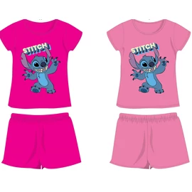 Disney Stitch pamut nyári együttes - póló-rövidnadrág szett - rózsaszín - 128