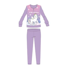 Unikornis téli vastag gyerek pizsama - pamut flanel pizsama - világoslila - 98