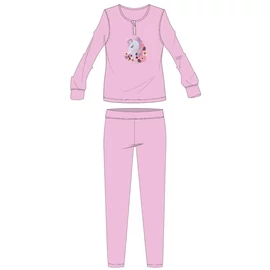 Unikornis pamut flanel pizsama - téli vastag gyerek pizsama - világosrózsaszín - 116