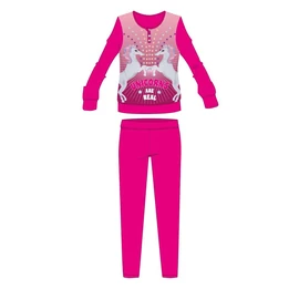 Unikornis téli pamut gyerek pizsama - interlock pizsama - Unicorns are real felirattal - pink - 98