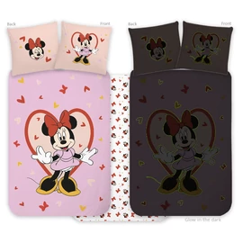 Disney Minnie Heart sötétben világító gyerek, ovis ágyneműhuzat 100x135cm, 40x60cm