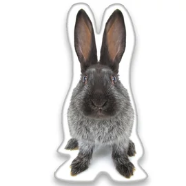 Nyuszis Grey formapárna, díszpárna 22x36 cm