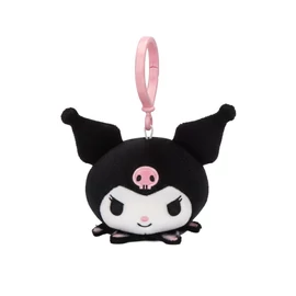 Hello Kitty Kuromi Head 3D plüss figura akasztóval, táskadísz 11 cm
