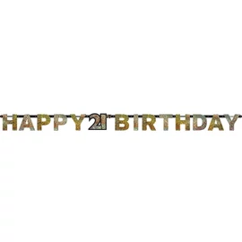 Happy Birthday Gold 21 hologrammos felirat 213 cm