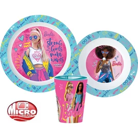 Barbie Stylish étkészlet, micro műanyag szett, pohárral 260 ml
