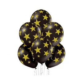 Csillagos Black Star léggömb, lufi szett 6 db-os 30 cm (12 inch)