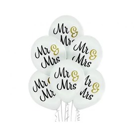 Esküvő Mr &amp; Mrs léggömb, lufi 6 db-os 12 inch (30cm)