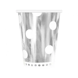 Ezüst B&amp;C Polka Dots Silver papír pohár 6 db-os 266 ml