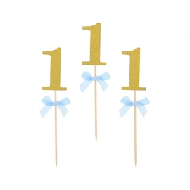 Kék 1st Birthday díszítő pálca 10 db-os