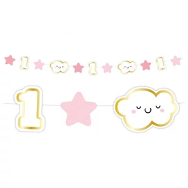 Első születésnap Pink 1st Birthday mini girland 120 cm