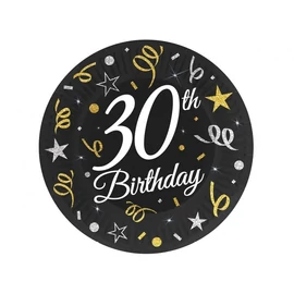 Happy Birthday 30 B&amp;C papírtányér 6 db-os 18 cm
