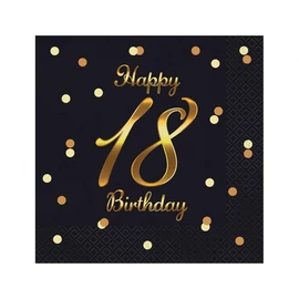 Happy Birthday 18 B&amp;C Gold szalvéta 20 db-os 33x33 cm