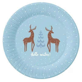 Karácsonyi Hello Winter Blue papírtányér 6 db-os 18 cm