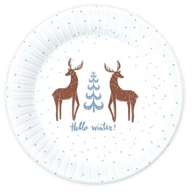 Karácsonyi Hello Winter White papírtányér 6 db-os 18 cm
