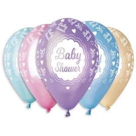 Baby Shower Metallic léggömb, lufi 5 db-os 12 inch (30 cm)