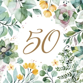 Happy Birthday 50 Floral Frame szalvéta 20 db-os 33x33 cm