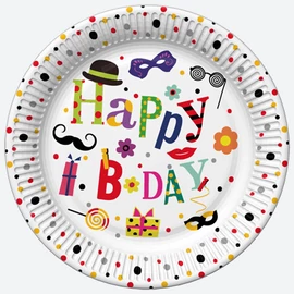 Happy Birthday Funny papírtányér 8 db-os 18 cm