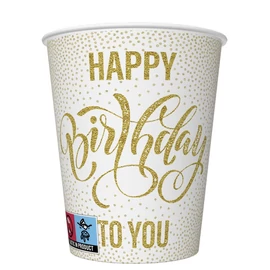 Happy Birthday Dotted Gold papír pohár 8 db-os 250 ml