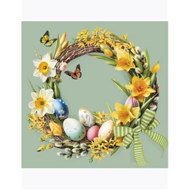 Húsvét Vintage Wreath szalvéta 20 db-os 33x33 cm