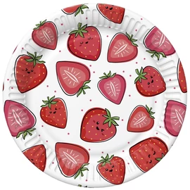 Gyümölcs Strawberries papírtányér 8 db-os 18 cm