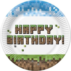 Happy Birthday Pixel Block papírtányér 8 db-os 22,7 cm