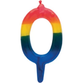 Színes Striped tortagyertya, számgyertya 0-ás