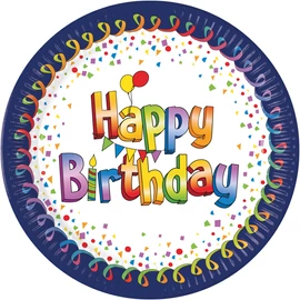 Happy Birthday Multicolor papírtányér 8 db-os 20 cm FSC