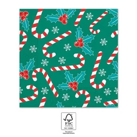 Karácsonyi Xmas Sugar Canes szalvéta 20 db-os 33x33 cm FSC