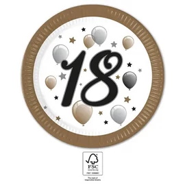 Happy Birthday 18 Milestone papírtányér 8 db-os 23 cm FSC