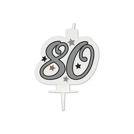Happy Birthday Silver Milestone tortagyertya, számgyertya 80-as