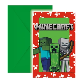 Minecraft Green party meghívó 6 db-os FSC