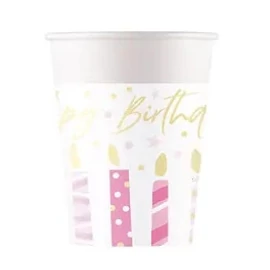 Happy Birthday Candles papír pohár 8 db-os 200 ml FSC