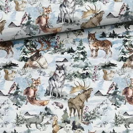 Prémium mintás pamutvászon, A téli erdő legendái 1,58 x 0,50 m