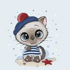 Prémium Futter, szabadidő anyag panel 40x50 cm, matróz cica