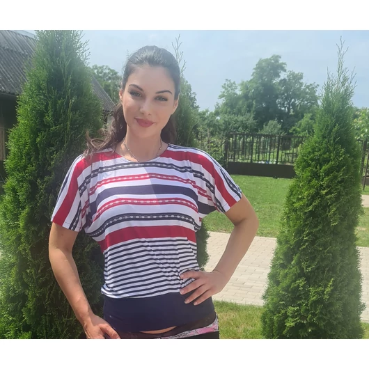 Elasztikus pamut jersey, csíkos mintázattal