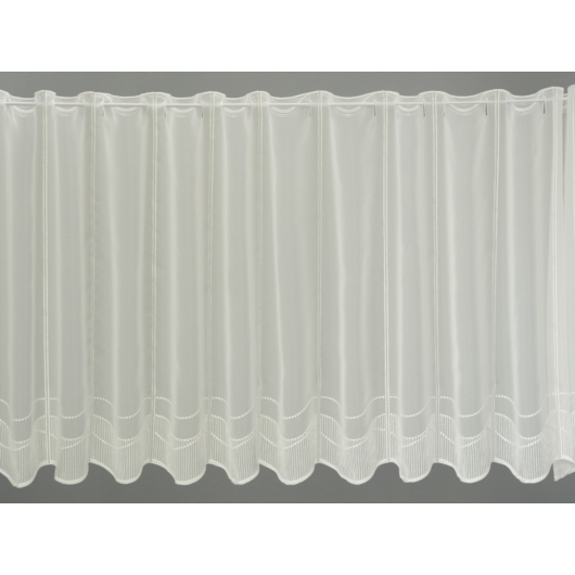 Fehér fényáteresztő vitrázs függöny fehér sávos díszítéssel 60 cm