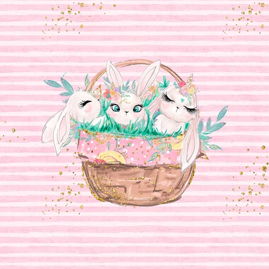 Futter, szabadidő anyag panel 40x50 cm, nyuszik kosárban