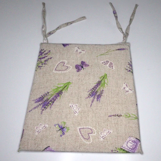 Trapéz székpárna, ülőpárna, levendula lepke  40x35x2 cm