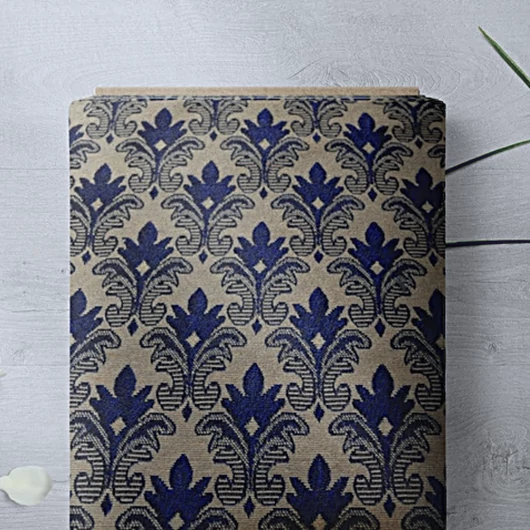 Gobelin bútorszövet, barokk mintás, kék