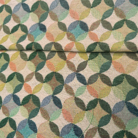 Gobelin zöld karikás mintás