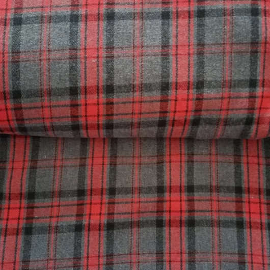 Flanel nagy kockás, szürke alapon, piros fekete kockás