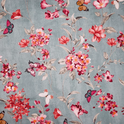 Liande, dekortextil, virág és pillangó menta