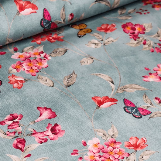 Liande, dekortextil, virág és pillangó menta