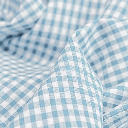 Puplin, nagy kockás - világoskék