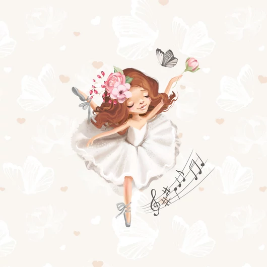 Prémium Futter, szabadidő anyag panel 40x50 cm, Balerina fehérben