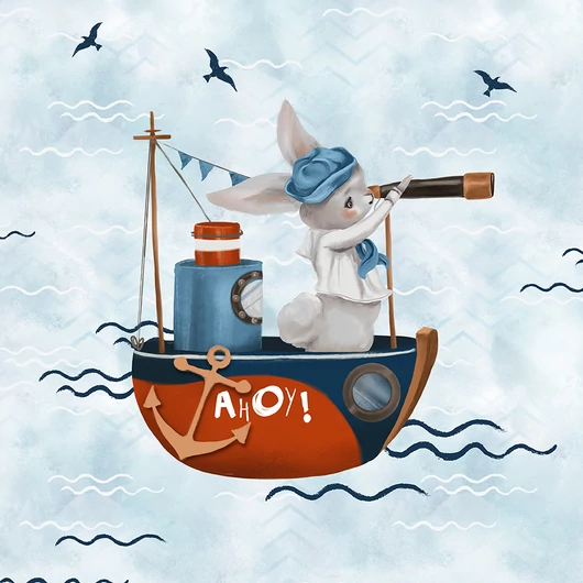 Prémium Futter, szabadidő anyag panel 40x50 cm, Matróz nyuszi